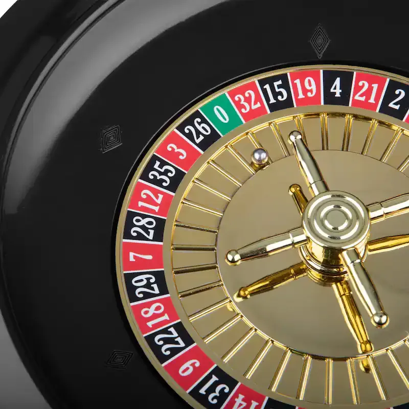 A luxury gaming suite featuring a woman in an elegant red gown by a roulette wheel — the signature style of TKHOT.